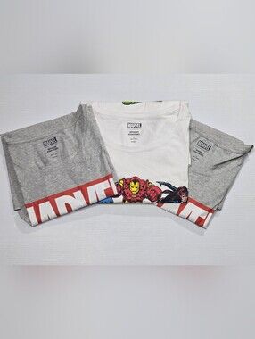 Marvel 5X T Shirts White & Gray Superhero Graphic Tee Lot Of 3